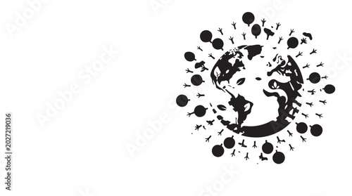 Canvastavla Global travel and tourism icon with airplane routes around earth silhouette vect