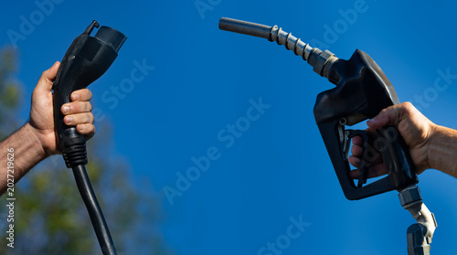 Vs concept compares electric and fuel. Modern vs comparison supports eco transition. Vs concept highlights charging economy future. Vs comparison drives transportation innovation systems.