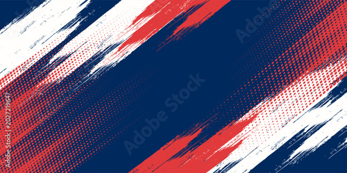 Abstract sport brush texture and pattern on blue background. Wrap car concept with red and white grunge. Vector illustration