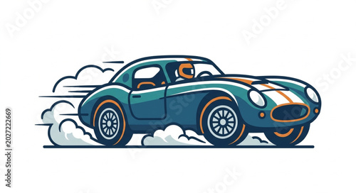 Konstfotografi Vintage Sports Car Speeding with Smoke Trails.