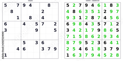 Tableau sur toile Hard difficulty Sudoku puzzle with 9x9 grid