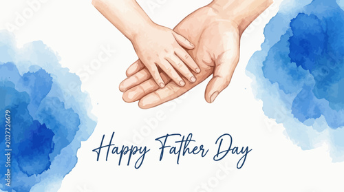 Konstfotografi Father's Day, hand in hand, watercolor illustration, family love, greeting card