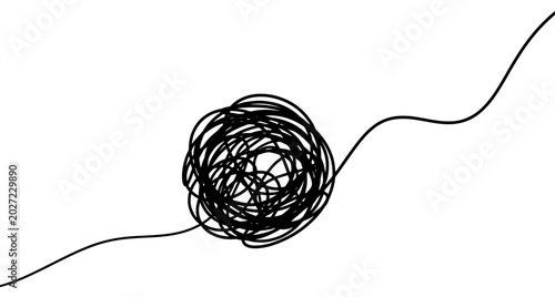 Fotografie The black line and the scribbled circle represent something confusing  complicat
