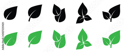 Green leaf icon in flat style, on white background. leaf icon set. nature icon, leaf vector illustration.   organic nature sprout, eco friendly growth symbol, herbal plant element. eps10.
