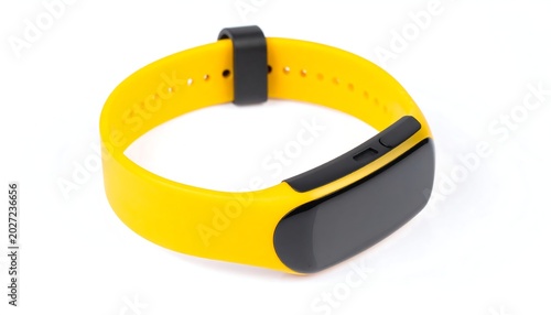 Yellow Fitness Tracker Band Isolated on White Background