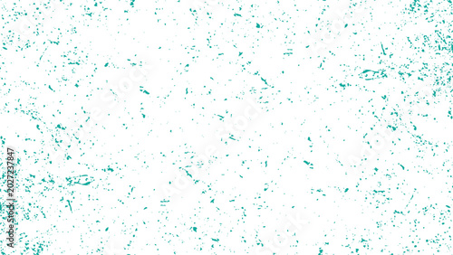 Canvastavla Teal splattered paint on white surface with scattered spots and smudges everywhe