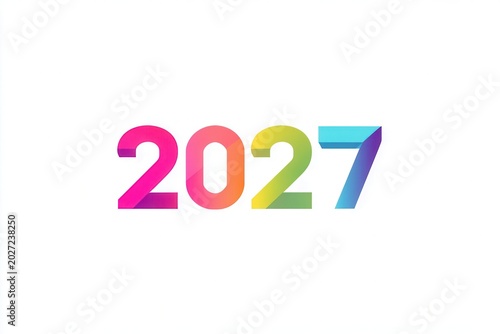 Colorful 2027 numbers with gradient effect on white background