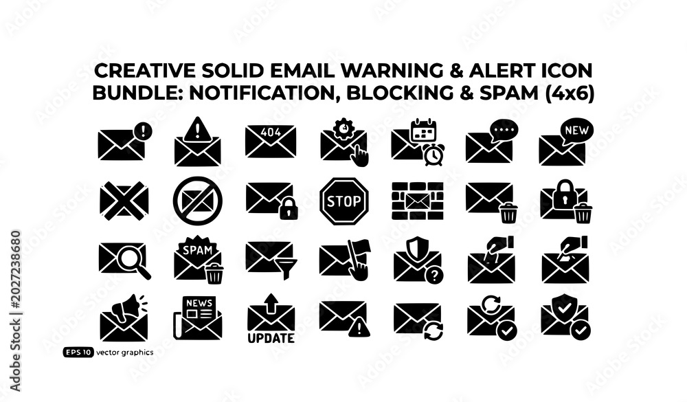 Fototapeta premium Minimal Email Alert And Warning Icon Bundle Vector Illustration