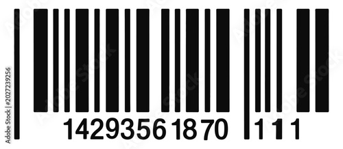Fotografie Realistic barcode with fake line code, product details, and sales scanner elemen