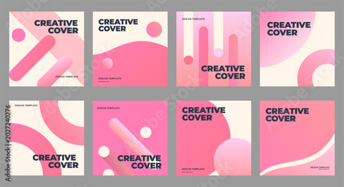 Creative Cover Design Templates Set Modern Abstract Geometric Gradient Backgrounds