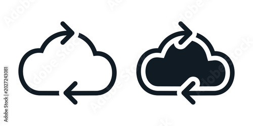 Cloud Backup Refresh Icon with Circular Arrow Symbol. Data Transfer. Vector Illustration