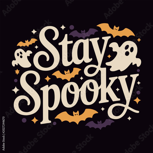 Happy Halloween Spooky Vibes T-Shirt Design Vector Illustration