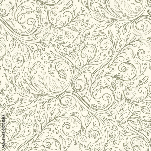 Intricate floral pattern with swirling leaves.