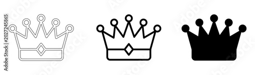 Fotografia Crown silhouettes and line art royalty symbols