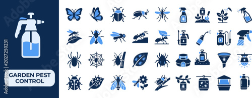 Tableau sur toile Garden Pest and Insect flat icon set