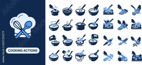 Картината върху платно Cooking Method and Skill flat icon set