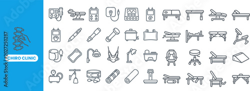 Tableau sur toile Chiropractic Spine Therapy outline icon set