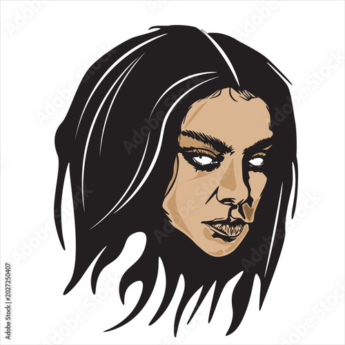 Tableau sur toile a woman with a frightening face