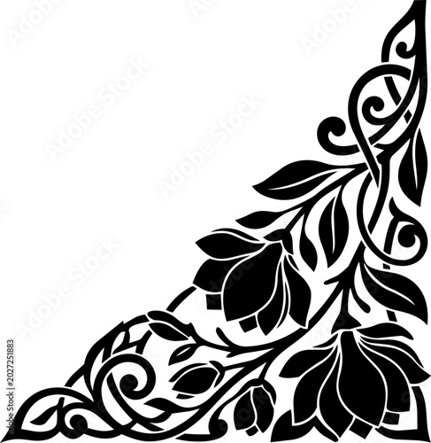Elegant Floral Corner Border Design with Botanical Flourishes