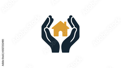 Billede på lærred Hands protecting a house icon symbolizing home safety Vector