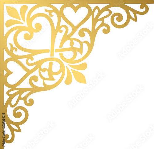 Golden Elegant Heart Shape Corner Border