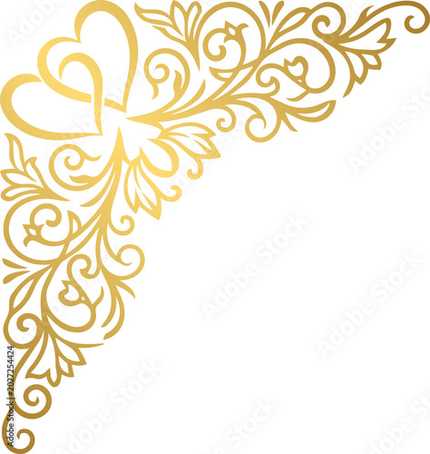 Golden Elegant Heart Shape Corner Border