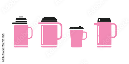 Фотография Portable vacuum bottle icon pack for travel and outdoor beverage themes