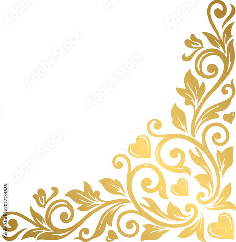 Golden Elegant Heart Shape Corner Border
