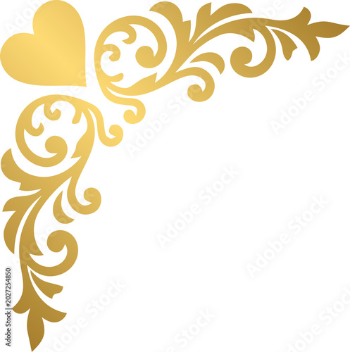 Golden Elegant Heart Shape Corner Border