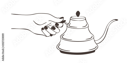 Photos Hand holding Kettle for pour over coffee pot