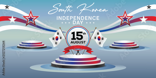 South Korea Independence Day, podium banner templates, flag backgrounds for graphic design and congratulations needs.