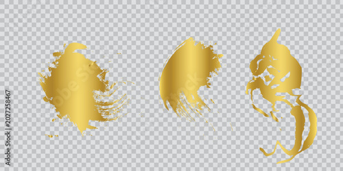 Golden Brush Splash Abstract Yellow Paint Vector Illustration