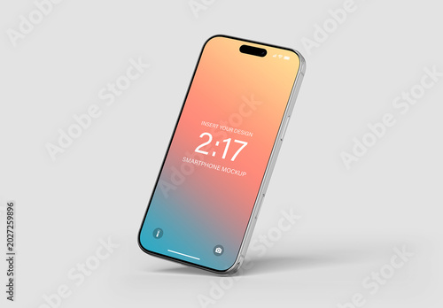 Glossy Floating Smartphone with Editable Shadow and Background Mockup