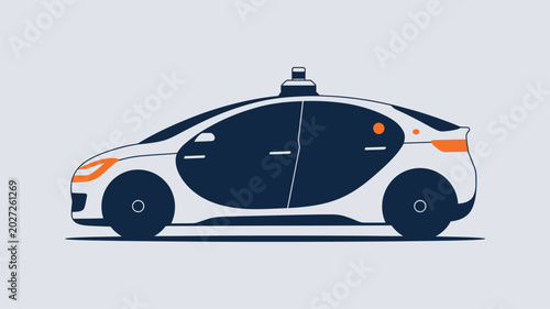 Modern autonomous self-driving electric car with sensor array on top side view illustration artificial intelligence smart car
