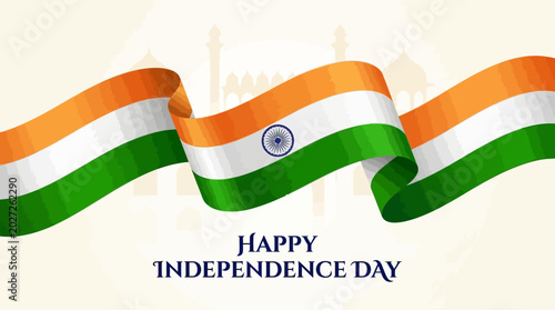Schilderij op canvas Indian flag waves proudly at red fort on independence day, perfect for patriotic designs celebrating indias freedom and national pride