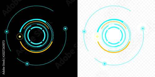 circle holographic blue. technology abstract hud transparent background.