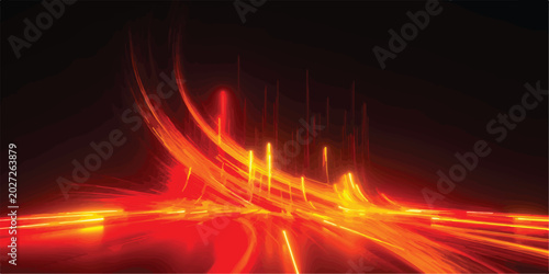 Obraz na plátně Fiery red and orange light streaks abstract background with energy flow abstract