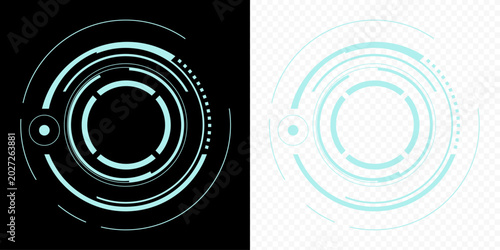 circle holographic blue. technology abstract hud transparent background.