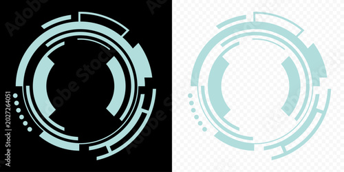 circle holographic blue. technology abstract hud transparent background.
