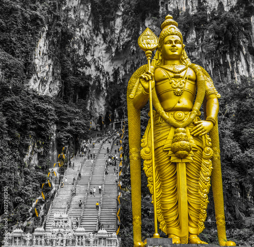 Photography Lord Murugan Statue at the entrance of Batu Caves in Kuala Lumpur, Malaysia