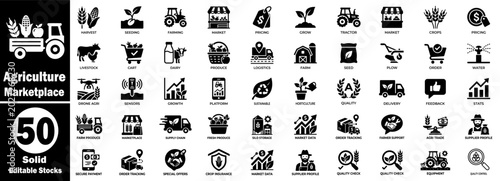 Fotografía Agriculture marketplace solid icons