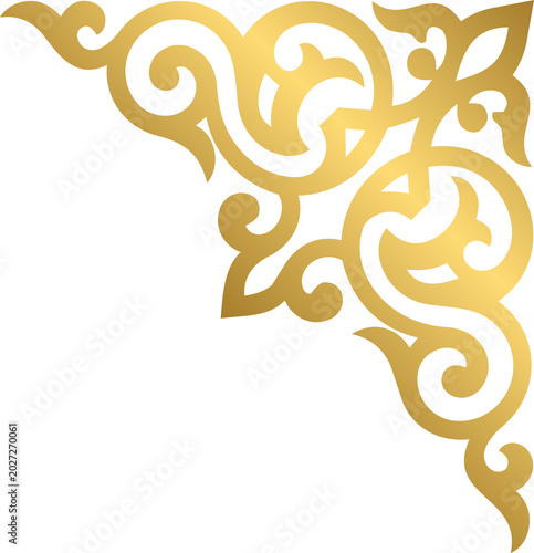 Golden Elegant Islamic Corner Border with Traditional Arabesque Patterns