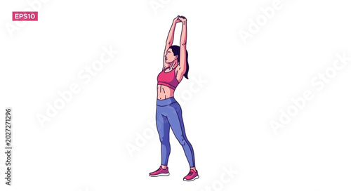 Fotografie Woman stretching arms overhead in athletic wear.