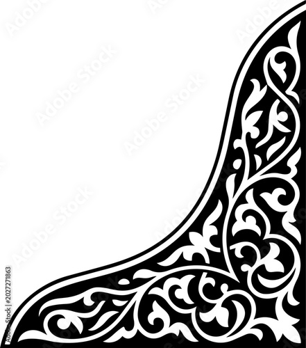 Elegant Islamic Corner Border with Traditional Arabesque Patterns