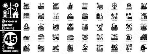 Foto Solid green energy farming symbols