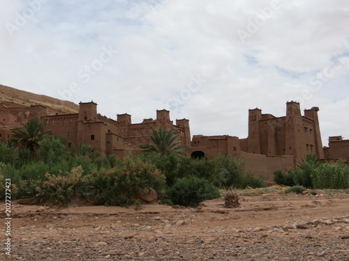 The Ksar of Ait Ben Haddou in Ouarzazate province, Morocco. The ksar, a group of earthen buildings surrounded by high walls, is a traditional pre-Saharan habitat.