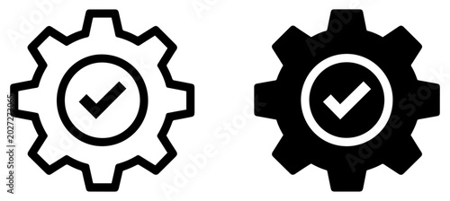 Foto gear checkmark technology success icon set