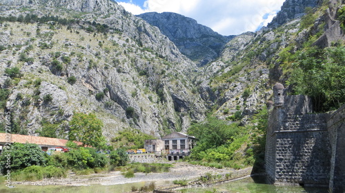 River Skurda and Kotor Old Town Walls in Montenegro.