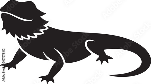 Bearded Dragon Silhouette Black Lizard Vector Icon Illustration