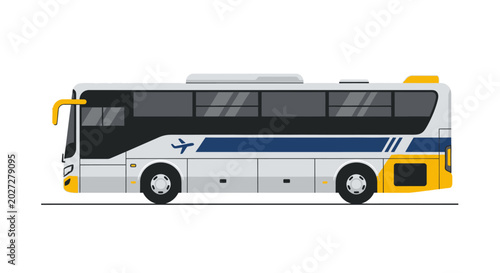 Modern airport shuttle bus illustration isolated on white background